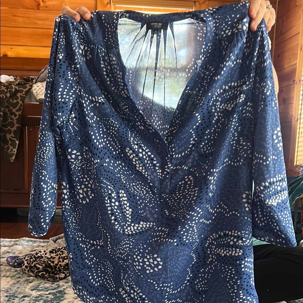 Women's Blue Patterned Top